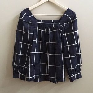 J Crew- NWOT “Penny Windowpane top”, size 2